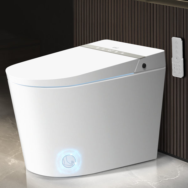 Smart Toilet With Bidet Built In, Foot Sensor Operation, AUTO Open/Close Lid, Heated Bidet Toilet Seat With Warm Water, Dryer, Elongated Japanese Tankless Toilet With Automatic Flh (1.28GPF